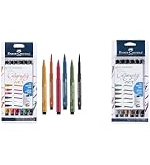 Faber-Castell Calligraphy Pitt Artist Pen Bundle - Multi Colored (6 Count) &amp; Subtle Toned (6 Coun...