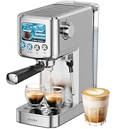 XIXUBX Espresso Machine 20 Bar with Milk Frother, Stainless Steel Coffee Maker with 42 oz Removab...