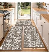 LOKHOM Boho Kitchen Rugs Sets of 3, Non Slip High-Low Textured Kitchen Mats for Floor with Rubber...