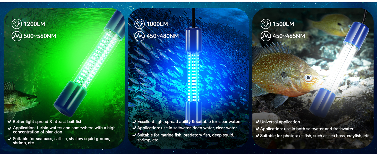 1,500LM white light submersible fishing light