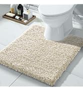 Yimobra Toilet Rugs U Shaped 24x20, Ultra Soft and Water Absorbent Bath Mats, Non Slip Fluffy Lux...
