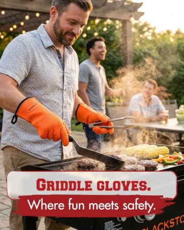 KITCHEN PERFECTION Silicone Oven &amp; Griddle Gloves -Extreme Heat Resistant BBQ