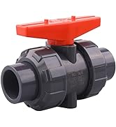 DERNORD PVC True Union Ball Valve with Full Port, EPDM O-Rings, and Reversible PTFE Seats,Rated a...