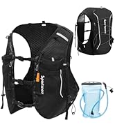 sportsnew Running Vest Hydration Backpack with 2L Water Bladder or 2*500ml Soft Flask, 10L Reflec...