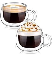 glastal [German Quality 4 Oz Insulated Double Wall Glass Espresso Cups, Nespresso Espresso Coffee...