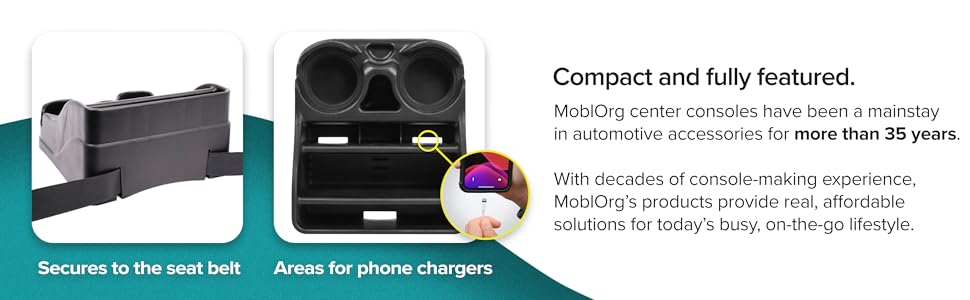 additional features: seat belt and phone charger slots