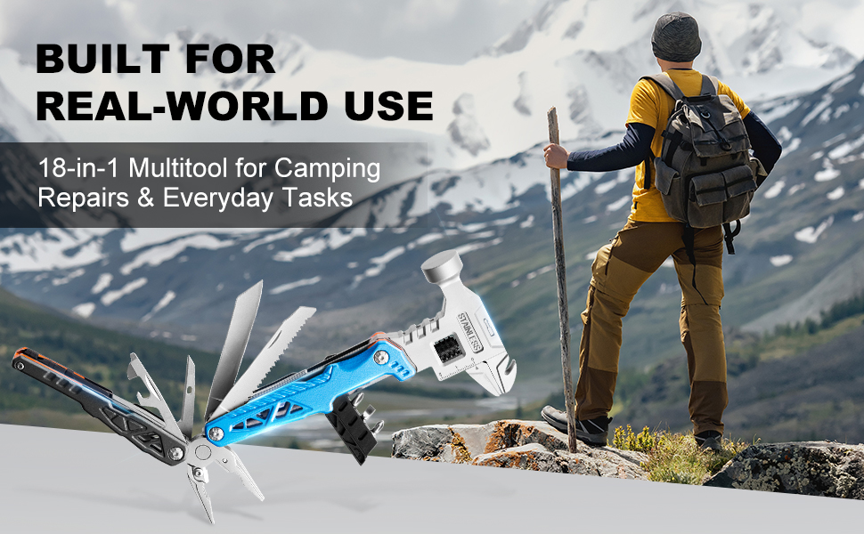 18-in-1 Multitool with Hammer &amp;amp; Adjustable Wrench