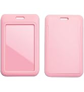 Larpur Pack of 2 Vertical ID Badge Holders Hard Plastic Card Cases with Clear ID Window for Schoo...