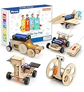 Poraxy STEM Model Car Kits, Toys for Boys Age 8-12, 5 in 1 Kids Wood Building Kit 8-10, 3D Wooden...