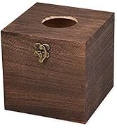Bathroom Tissue Holder Retro Square Wooden Boutique Decoration for Home Office Car - Brown (Brown...