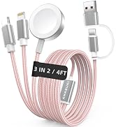 Travel Essentials,3 in 2 USB C Cable for Apple Watch Charger,iPhone Charger,Multi Charging Cable,...