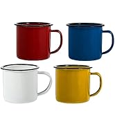 Luxshiny Enamel Camping Coffee Mug Set of 4 - Vintage Camping Mugs Water Mugs Camping Coffee Milk...