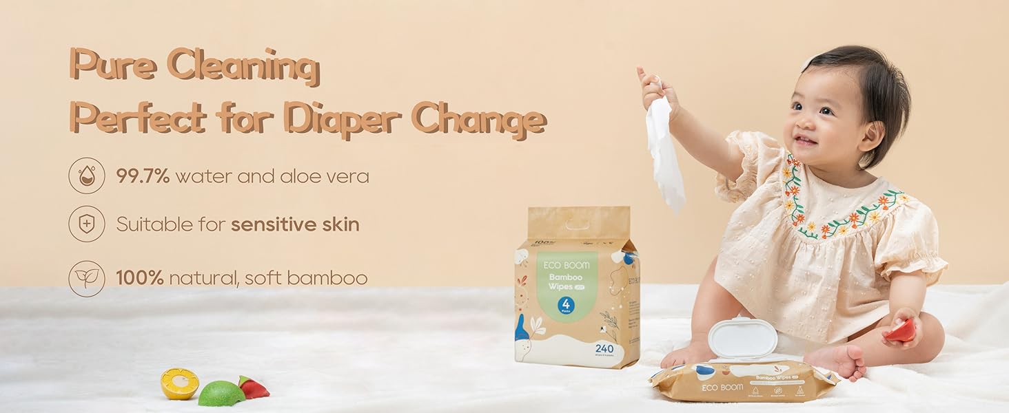 Newborn diaper change with water wipes to prevent rash and soothe sensitive skin.