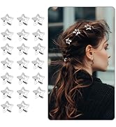 Aitxpaotn Star Hair Clips, 20 Pcs 1.25 inches Silver Star Hair Clips, Snap Star Hair Barrettes Cu...