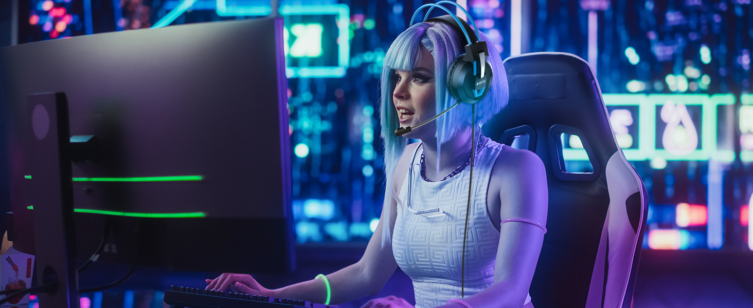 Voistek Gaming Headsets with Microphone, Gaming headphones Surround Sound, Noise Cancellation