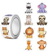 500 Animal Stickers, Round Animal Sticker, Reward Stickers, Cartoon Animal Stickers for Children,...