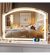 Hasipu Arch Vanity Mirror with Light, 38" x 26" Arched Led Makeup Mirror with 10X Magnification, ...