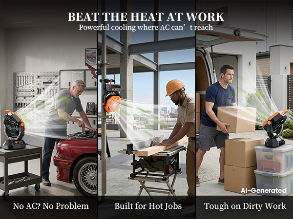 This versatile portable fan camping delivers strong airflow to stay cool during hot jobs