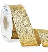 Ribbli Gold Glitter Ribbon,Gift Wrapping Ribbon Gold Cut Edge Christmas Ribbon for Crafts, Chritm...