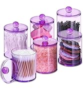 XIPENGKEJI 6 Pack Qtip Holder, Apothecary Jars Holder Dispenser, Bathroom Jars with Lids Set for ...