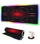 AIMSA Large Gaming Mouse Pad RGB, Keyboard Led Mousepad Extended 35.4 x 15.8 inch Non-Slip Rubber...