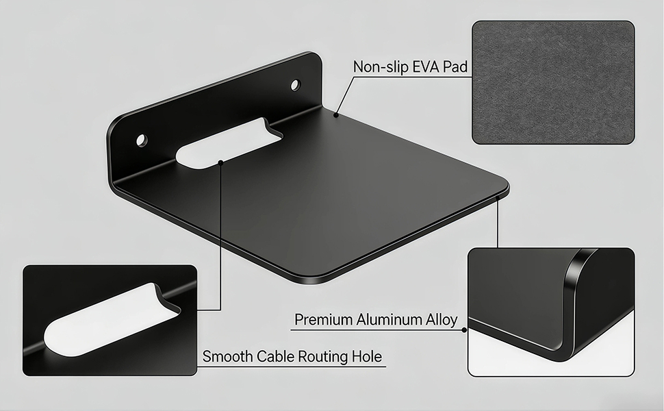 Non-slip EVA Pad Premium Aluminum Alloy Smooth Cable Routing Hole
