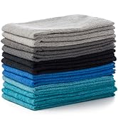 BINO Blue/Grey Ombre 15x15 Inches Microfiber Cleaning Towel Set - Ultra Absorbent Cleaning Towels...