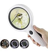 Magnifying Glass with Light, Beileshi 10X Handheld Magnifier Glass with Coldwarm Light, 18LED Ill...