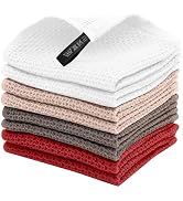 LikGuest 100% Honeycomb Cotton Kitchen Dish Cloths, 12x12 Inch, 8-Pack, Super Absorbent &amp; Reusabl...