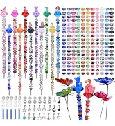 AIPRIDY 252 Pcs DIY Fairy Wand Garden Stakes Kit,Multiple Color Scheme European Beads Crystal Dia...
