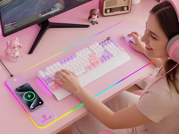 TARKARI Magnetic Wireless Charging RGB Mouse Pad