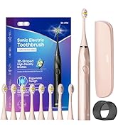 SEAGO Electric Toothbrush with 8 Soft Bristle Heads for Adults,Pressure Sensor, 5 Modes with 2 Mi...