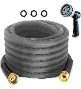 25FT Lightweight Garden Hose, Ultra Flexible &amp; Kink Resistant – All-Weather Water Hose with Abras...