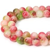 Siomia 45pcs 8mm Natural Watermelon Tourmaline Gemstone Beads Energy Healing Crystal Round Loose ...