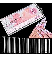 Clear No C Curve Nail Tips for Acrylic Nails Professional, 240Pcs XXXL Extra Long Tapered Square ...