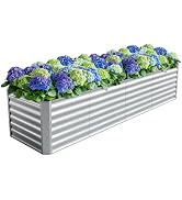 Anmiro 8X2X2ft (1 Pack) Galvanized Raised Garden Bed,Outdoor Planter Box Metal Patio Kit Planting...