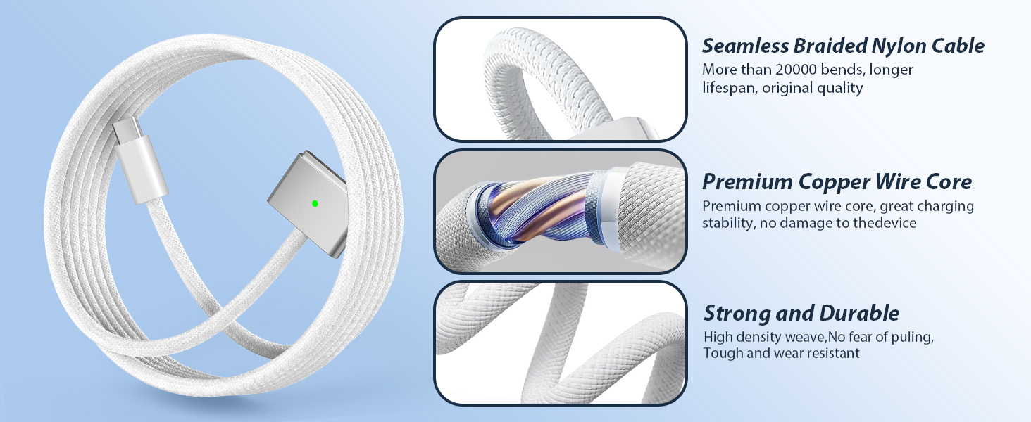 140W Charger for MacBook Pro 16 14 inch Mac Air 15 13 inch M1–M4 Magnetic 3 Cable LED Applicable