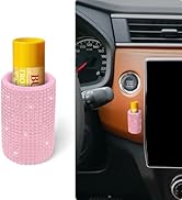xbrtaia 1 Pack Upright Car Chapstick Holder, Bling Insulating Lip Balm Holder,Rhinestone Car Acce...