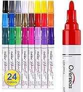 Paint Marker Pens - 24 Colors Permanent Oil Based Paint Markers, Medium Tip, Quick Dry and Waterp...