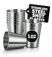 15 Pcs Stainless Steel Shot Glasses - 30ml (1oz) Tiny Metal Shot Glasses, Lightweight and Easy to...