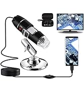 Bysameyee USB Digital Microscope 40X to 1000X, 8 LED Magnification Endoscope Camera with Carrying...