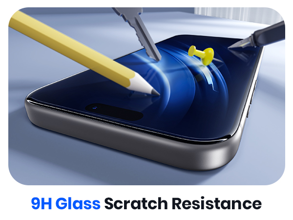 9H hardness tempered glass screen protector showing superior scratch resistance.