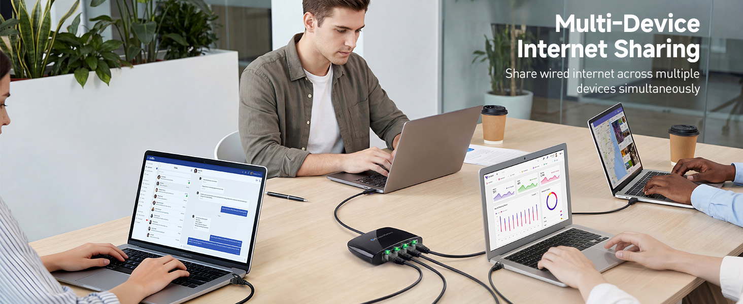 USB to 4-Port Gigabit Ethernet Switch