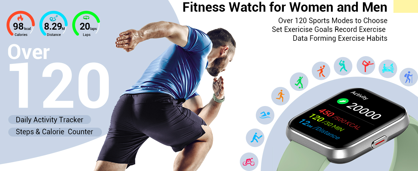 Fitness watches for women Android and iPhone compatible smart watches for men