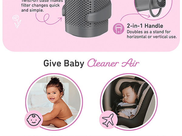 clean air for baby, purifier for baby, car air purifier, stroller air purifier, playpen purifier