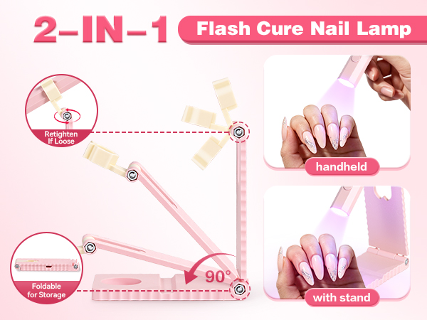 handheld uv led light for nail dryer for gel nails portable mini nail dryer with foldable stand