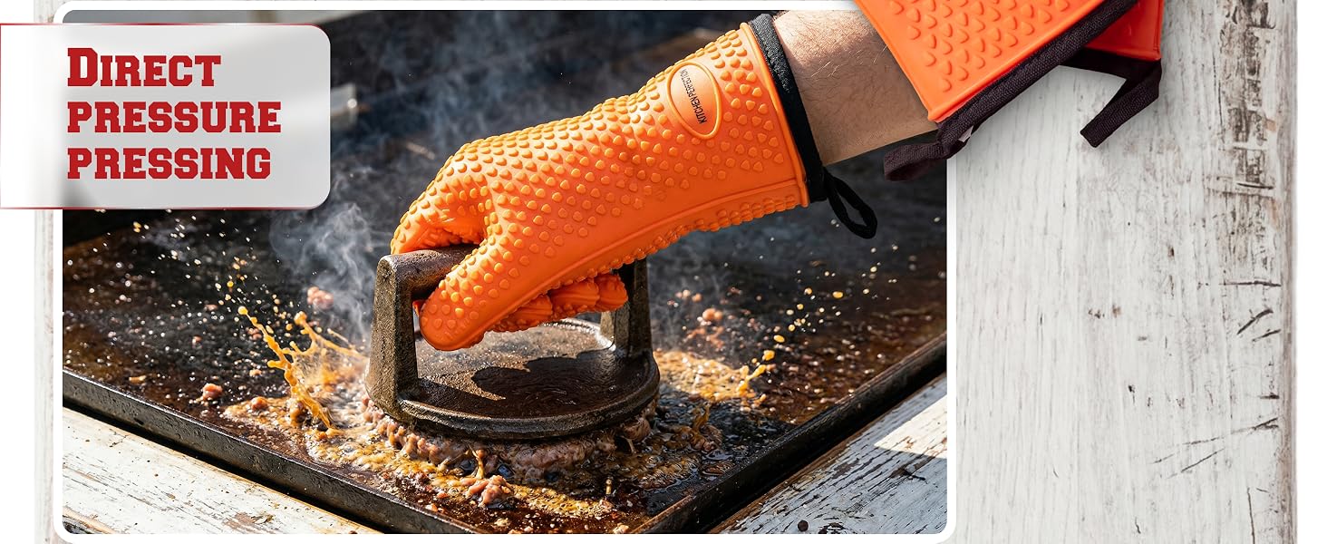 KITCHEN PERFECTION Silicone Oven &amp;amp; Griddle Gloves -Extreme Heat Resistant BBQ