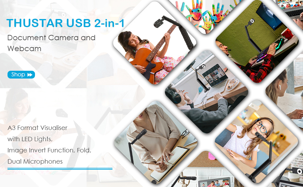 Document Camera USB teacher 8MP 2448P online teaching classroom light lamp a3 a4 webcam book cheap