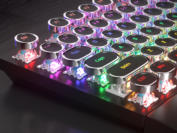 Black Retro Punk Gaming Keyboard