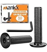 mankk 30PCS 1/4-20 x 1-1/4" Flat Head Screws Socket Head Screw Furniture Bolts Stainless Steel 18...